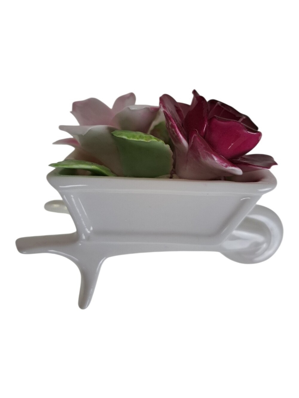 Vintage Princess Collection Staffordshire Bone China Flower Wheelbarrow Figurine
